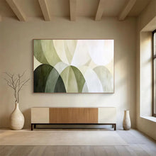 Load image into Gallery viewer, Hand - painted Geometric Green Circles Acrylic Art for Mid - Century Modern Hallways LargeART1700