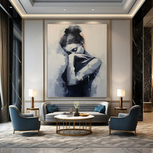 Load image into Gallery viewer, Monochromatic Abstract Woman Painting, Perfect for Minimalist Study & Thought - Provoking Bedroom LargeART1910