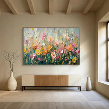Load image into Gallery viewer, Soft - Toned Floral Abstract Painting on Canvas - “Pastel Meadow” DKH709