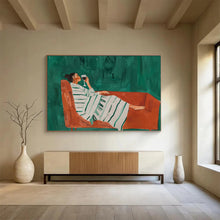 Load image into Gallery viewer, Relaxed Wine - Drinking Figure Abstract Painting for Modern Living Room & Wine Bar DKH233