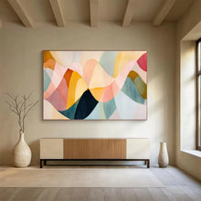 Load image into Gallery viewer, Hand - painted Pastel Wavy Shapes Collage Acrylic Art for Cheerful Nursery Decor LargeART1694