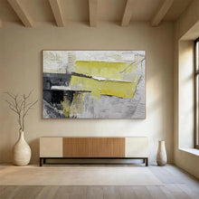 Load image into Gallery viewer, Bold Yellow & Gray Abstract Painting on Canvas - “Urban Spark” DKH595