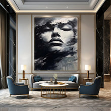 Load image into Gallery viewer, Black & White Abstract Portrait Art, Perfect for Dramatic Bedroom & Modern Office LargeART2130