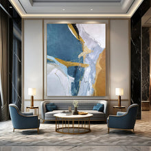 Load image into Gallery viewer, Blue & Gold Abstract Art, Perfect for Chic Bedroom & Stylish Office LargeART2332