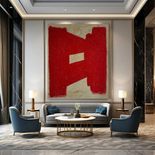 Load image into Gallery viewer, “Red Geometric Form” - Bold Red Abstract Shape Art, Abstract Painting on Canvas DKH1076