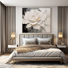 Load image into Gallery viewer, Textured White Flower Abstract Canvas Painting, Perfect for Elegant Bathroom & Minimalist Bedroom LargeART1202