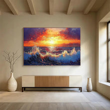Load image into Gallery viewer, Fiery Sunset Sea Large - scale acrylic painting DLZ165