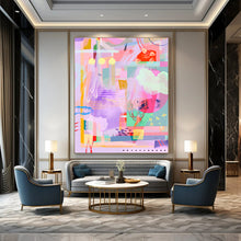 Load image into Gallery viewer, Purple - Toned Abstract Collage Painting, Perfect for Eclectic Living Room & Creative Studio Lounge LargeART1864