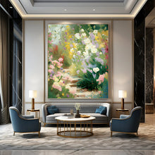 Load image into Gallery viewer, “Impressionist Flower Garden Path” - Colorful Floral Landscape Art on Canvas DKH1356