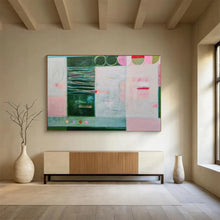 Load image into Gallery viewer, Green & Pink Abstract Blocks - Fresh Living Room Art LargeART1500