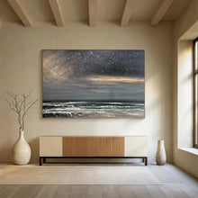 Load image into Gallery viewer, Hand - painted Oversized Starry Night Sea Acrylic Art for Dreamy Bedrooms LargeART1786