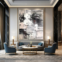 Load image into Gallery viewer, “Monochrome Urban Texture” – Shades of gray, white, black, layered abstract forms DTP392