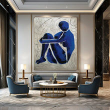 Load image into Gallery viewer, Textured Abstract Painting, Blue & Gray, Emotional Art for Counseling Office & Bedroom LargeART2166