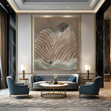 Load image into Gallery viewer, Striped Figure in Waves Abstract, Ideal for Serene Bathroom & Spiritual Meditation Space LargeART2029