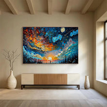 Load image into Gallery viewer, Night Sky “Colorful Cosmos” Painting on Canvas, Dynamic Celestial Art DKH878