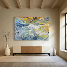 Load image into Gallery viewer, Colorful Swirl Abstract Painting with Blue, Yellow, and Green for Bohemian Living Room & Art Café DKH291