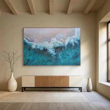 Load image into Gallery viewer, Textured Turquoise Sea and Sand Abstract acrylic painting DLZ040