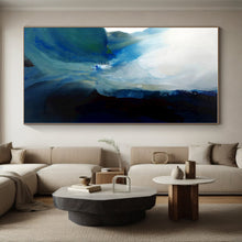 Load image into Gallery viewer, Blue and White Fluid Abstract Acrylic Art - Perfect for Coastal - inspired Bathroom & Creative Studio LargeART0587