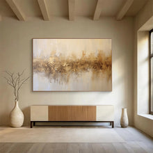 Load image into Gallery viewer, Textured Gold & Beige Abstract - Sophisticated Living Room Art LargeART1538