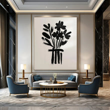 Load image into Gallery viewer, Minimalist Black - White Abstract Flower Painting, Suited for Contemporary Hallway & Art - Focused Office LargeART2035