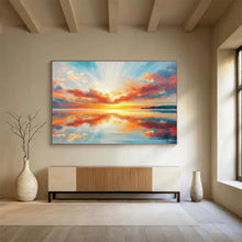 Load image into Gallery viewer, Vivid Sunset Seascape Abstract Painting on Canvas - “Blazing Horizons” DKH622