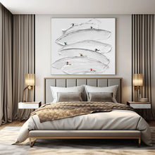 Load image into Gallery viewer, White Textured Abstract with Skiers, Ideal for Winter - Lover’s Bedroom & Adventure - Themed Hallway LargeART1360