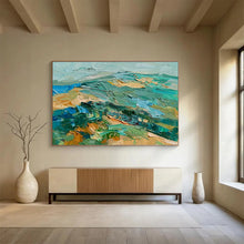 Load image into Gallery viewer, Textured Green - Blue Landscape Abstract Painting On Canvas DKH341