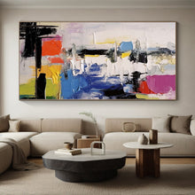 Load image into Gallery viewer, Large - Scale Hand - painted Colorful Abstract Layers Acrylic Art for Modern - Chic Apartments LargeART0239