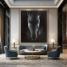 Load image into Gallery viewer, Dramatic Abstract Painting, Monochromatic Horse Art for Library & Man Cave LargeART2177