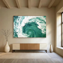 Load image into Gallery viewer, Hand - painted Ocean Wave Abstract Acrylic Art for Living Room Nautical Decor LargeART1645