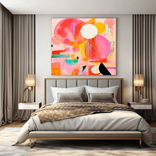 Load image into Gallery viewer, Bold Color Circles and Drips Abstract Canvas Painting, Ideal for Modern Playroom & Artistic Café LargeART1181