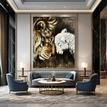 Load image into Gallery viewer, “Lion & Lamb Harmony” - Symbolic Animal Art on Canvas DKH1452
