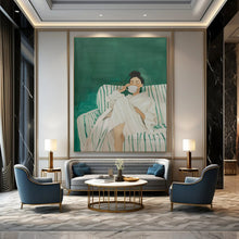 Load image into Gallery viewer, Green - White Abstract Figure Art, Perfect for Modern Bathroom & Serene Living Room LargeART2034