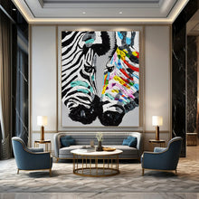 Load image into Gallery viewer, “Colorful Zebra Abstract” - Pop Art - Inspired Art on Canvas DKH1545
