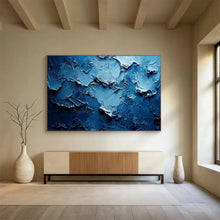 Load image into Gallery viewer, Textured Blue Abstract Painting on Canvas - “Deep Blue Textures” DKH758