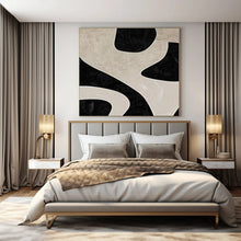 Load image into Gallery viewer, Black & Beige Organic Shapes Abstract Canvas Painting, Perfect for Industrial - Chic Loft & Minimalist Gallery LargeART1100