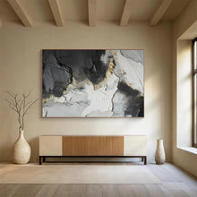 Load image into Gallery viewer, Black, White & Gold Textured Art - Glamorous Living Room Art LargeART1580
