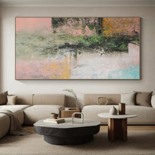 Load image into Gallery viewer, Hand - painted Large - scale Green and Pink Abstract Fusion Acrylic Art for Cozy Living Rooms LargeART0044
