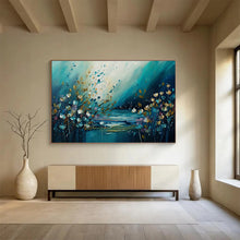 Load image into Gallery viewer, Riverbank Flowers “Dreamy Blooms” Painting on Canvas, Ethereal Floral Art DKH879