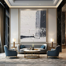 Load image into Gallery viewer, “Textured White and Black Abstract with Linear Marks” – Minimalist Abstract Highlighting Texture and Contrast DTP147