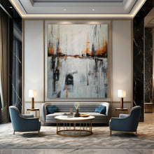 Load image into Gallery viewer, Gray & Orange Abstract River Landscape, Ideal for Modern Living Room & Art - Filled Study LargeART1973