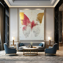 Load image into Gallery viewer, Abstract Butterfly Art, Red - and - Gold Toned Painting for Elegant Dining Room & Art Deco - Style Hallway LargeART2207