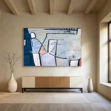 Load image into Gallery viewer, Blue - Dominant Geometric Abstract Painting on Canvas DKH547
