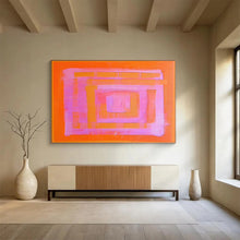 Load image into Gallery viewer, Orange - Pink Geometric Abstract Painting On Canvas DKH368