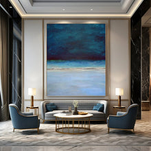 Load image into Gallery viewer, “Deep Blue Horizon” Abstract Seaside Painting on Canvas, Calming Coastal Art DKH938