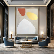 Load image into Gallery viewer, “Terracotta, Gold, and White” - Soft - Hued Abstract Shapes Art, Abstract Painting on Canvas DKH1078