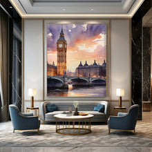 Load image into Gallery viewer, “Watercolor of Big Ben and Westminster” – Watercolor Cityscape with Evening Hues DTP091