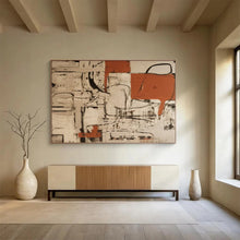 Load image into Gallery viewer, Neutral with Orange Accents Abstract Abstract acrylic painting DLZ099
