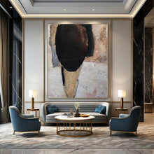 Load image into Gallery viewer, Mixed - Media Abstract Head Art, Neutral - Toned Textured Collage for Minimalist Living Room & Artistic Bedroom LargeART2224