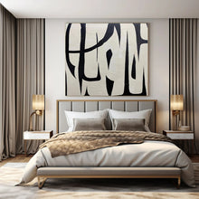 Load image into Gallery viewer, Bold Black - White Abstract Forms Abstract Canvas Painting, Perfect for Minimalist Gallery & Chic Office Reception LargeART1133